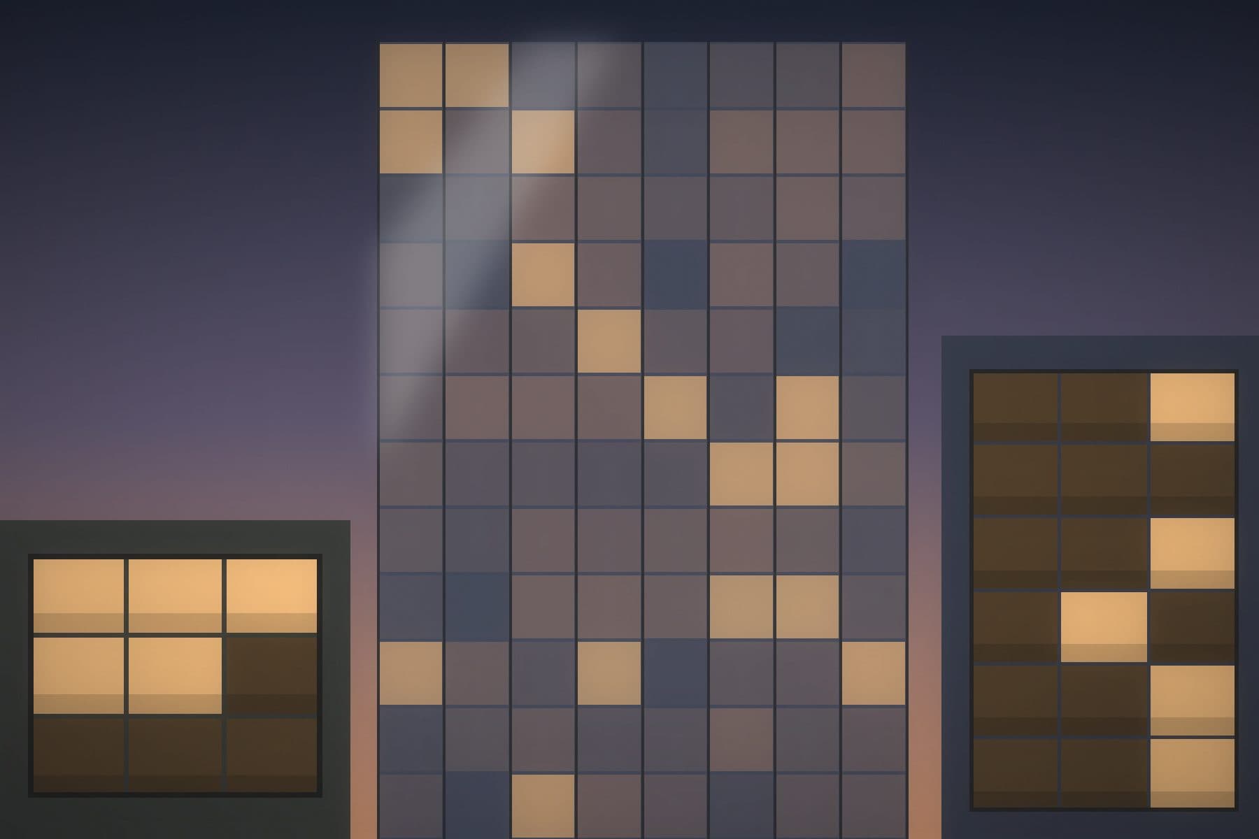 Kantoorverdieping in modern bedrijfsverzamelgebouw — illustratieve placeholder 1